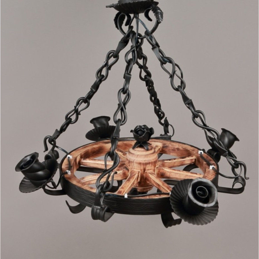 Luster z dreva a tepaného železa