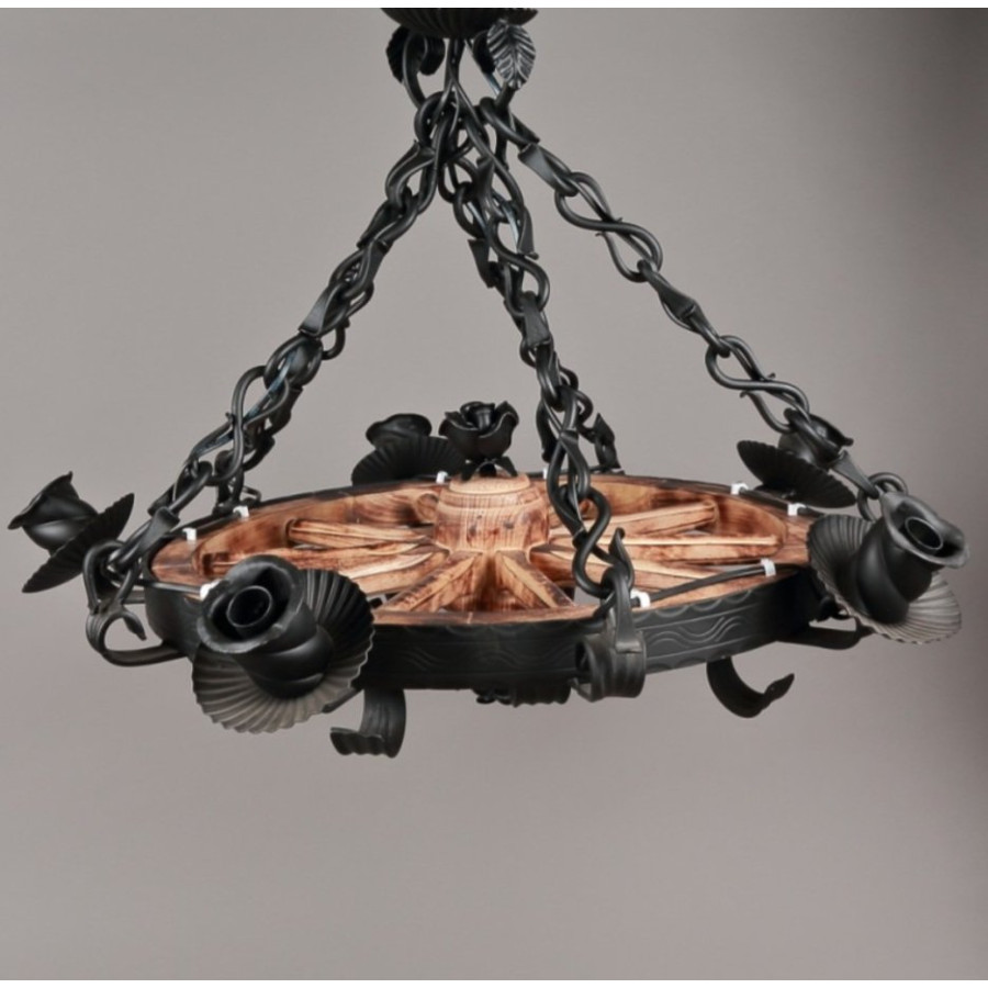 Luster z dreva a tepaného železa
